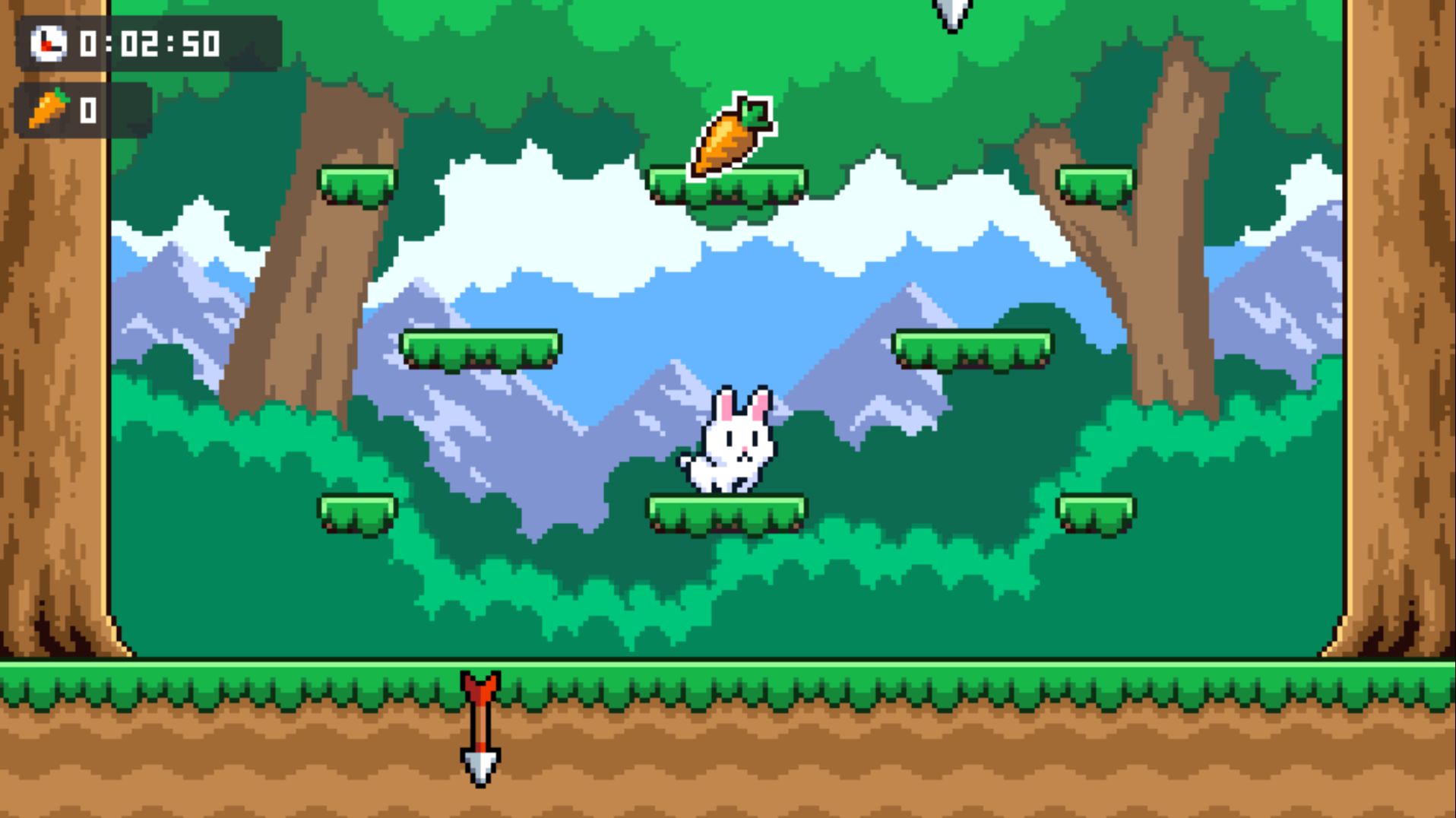 Poor Bunny gameplay screenshot showing bunny and carrots